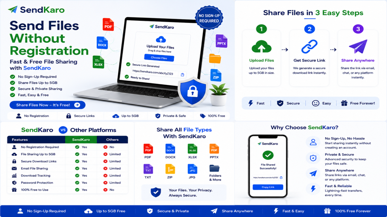 Send Files Without Registration – Fast & Free File Sharing with SendKaro