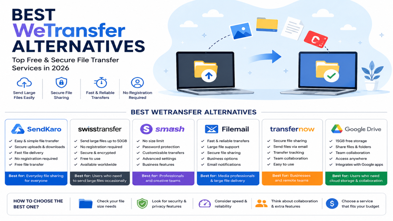 Best WeTransfer Alternatives in 2026: Free & Secure File Transfer Services