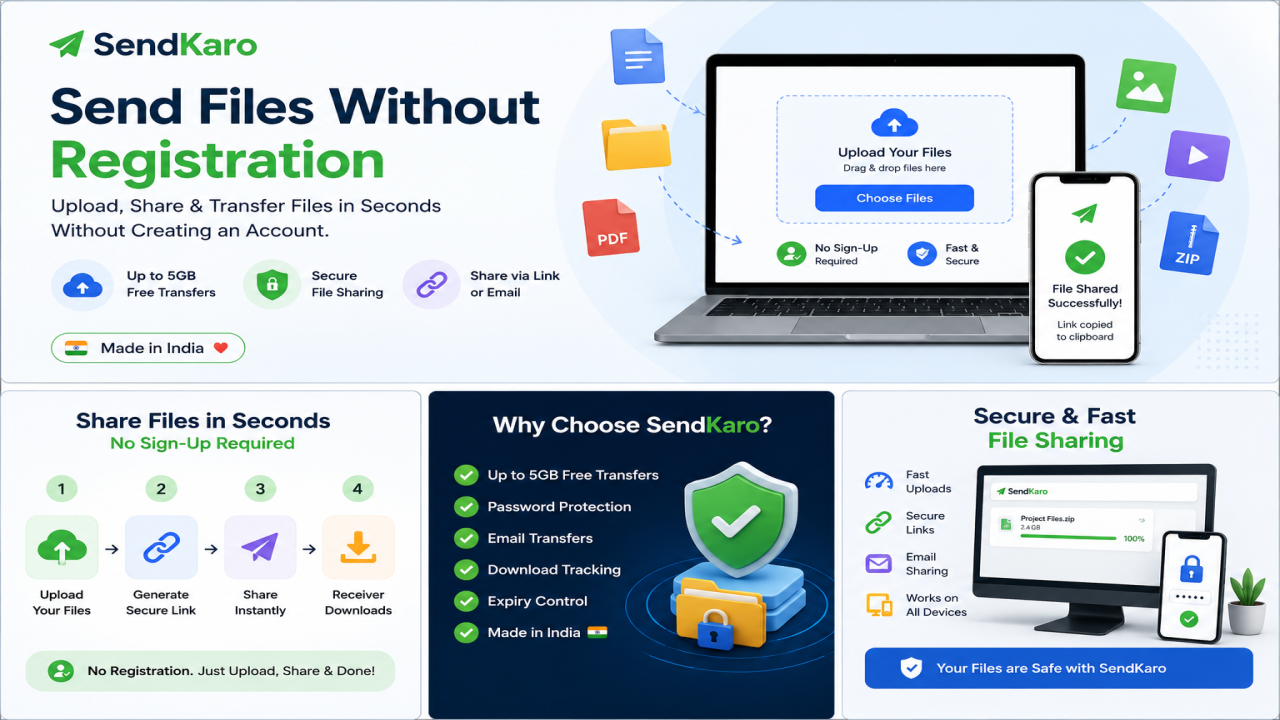 Send Files Without Registration – Fast & Free File Sharing with SendKaro
