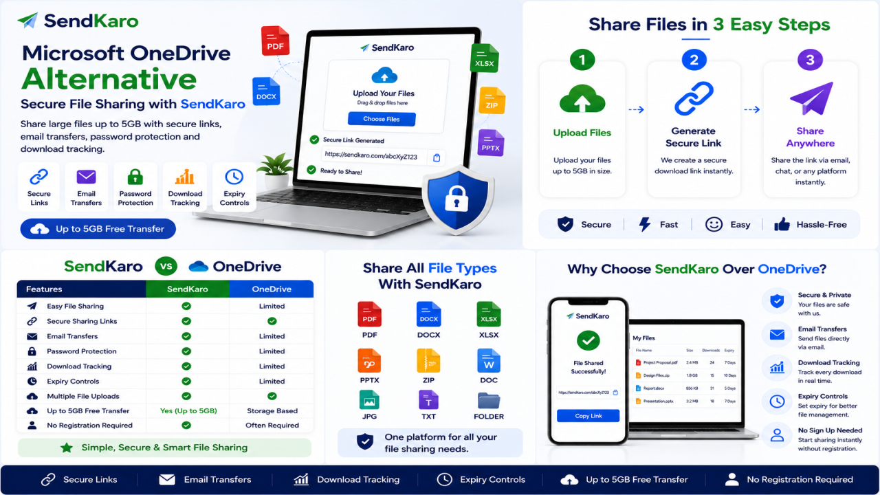 Microsoft OneDrive Alternative | Secure File Sharing with SendKaro